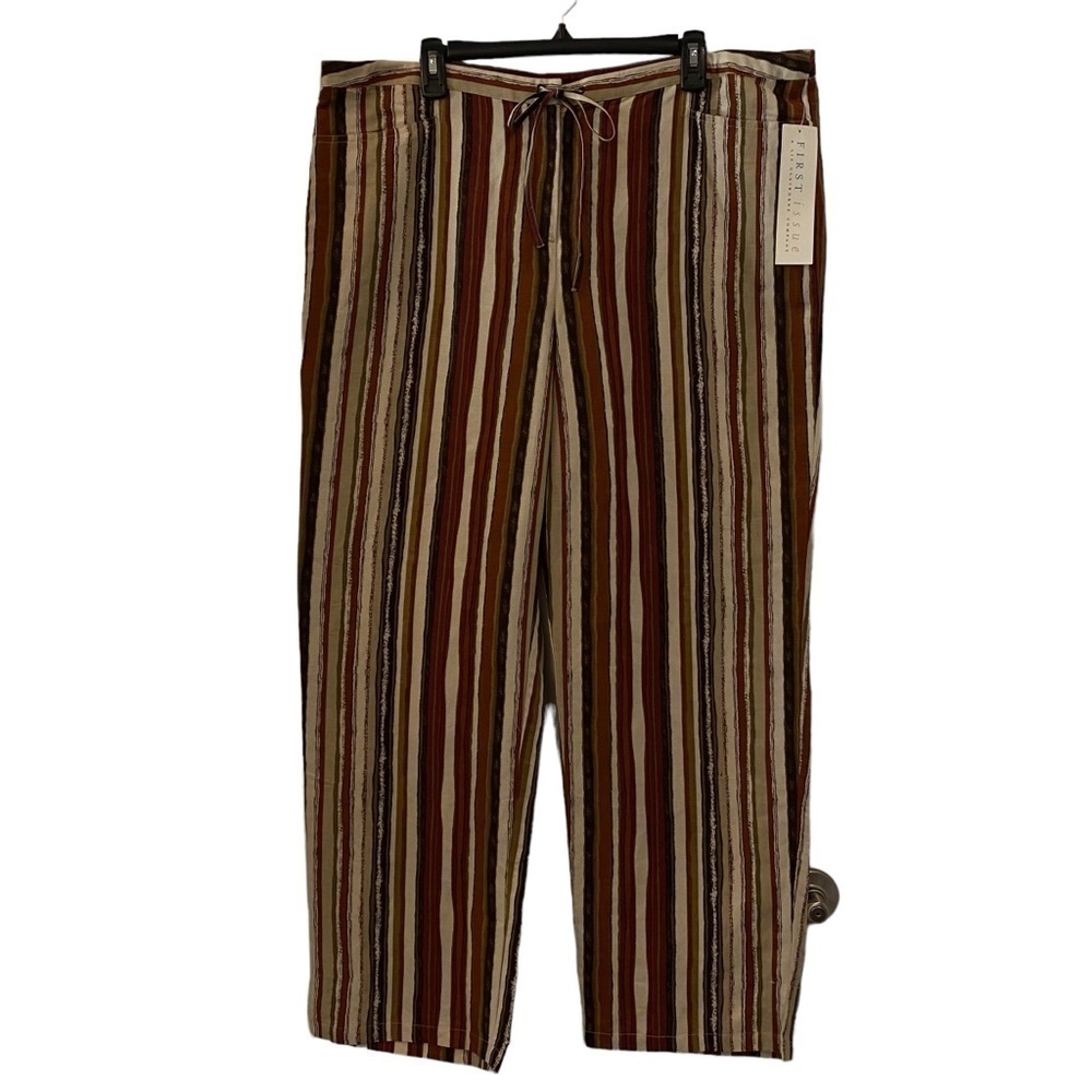Liz Claiborne First Issue women plus size 16 linen blend straight wide leg pants